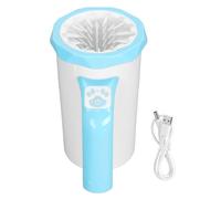 Riuulity Automatic Dog Cleaner, Rechargeable Pet Foot Washer Hands Free with 2 Way Cleaning Modes Soft Silicone for Large Dogs Mud Dirt Removal (White Blue)