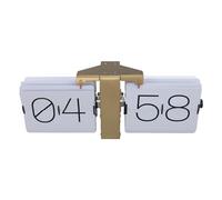 Riuulity Automatic Flip Clock, Classic 24 Hour Retro Minimalist Design for Bedroom Living Room 304 Stainless Steel PVC Table Clocks (Gold Frame and White Page PT Font)