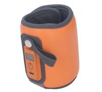 Riuulity Baby Bottle Insulation Cover, Bottle Warmer USB Interface 5 Speed Temperature Adjustment, Portable Bottle Keep Warm, Baby Milk Heat Keeper for Car,Charging Treasure (Orange)