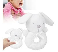 Riuulity Cartoon Animal Rattle Hand Bell Plush Toy Soft Sound for Children, Cute Face Expression Toy for 0-3 Years Old, Elephant Raccoon Dog (#1)