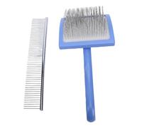 Riuulity Cat Deshedding Brush, Cat Grooming Brush Hair Removal with Handle Slicker for Dogs Cats Poodles Bichons Labradoodles (Blue)