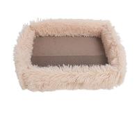 Riuulity Cat Scratcher Cardboard Pad Box Board Large Cat Scratching Bed Lounge with Roomy Design for Indoor Cats to Scratch Play and Rest (House (Champagne))