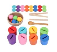 Riuulity Color Sorting Cup, Kindergarten Desktop Game Educational Toy, 8 Colors Kids Preschool Matching Game, Pine Material