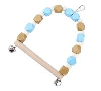 Riuulity Colorful Parrots Swing with Bells, Small Medium -sized Wood Block for a Movement, Easy to Install for the Decoration of the Bird Cage