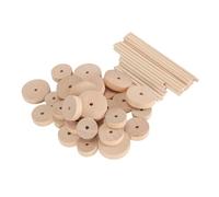 Riuulity DIY Polished Unfinished Wood Wheels Craft Kit for Model Vehicles and Christmas Crafts, Birch Wooden Discs Set of 24 Sticks 30 Wheels, Perfect for Household Decor