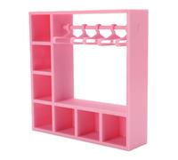 Riuulity Doll Clothes Closet Wardrobe with 10 Hangers Open Storage Doll Accessories Display Box for Dollhouse Organization Accessories Display Box,Fashion Clothes Cabinet, (Pink)