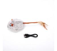 Riuulity Electric Cat Toy with Squeaky Sound, Automatic Moving Mouse Toy for Pets, Rechargeable 300mAh Battery Silent Mode, Interactive Cat Exercise with Feather Tail, Fun Indoor Pet