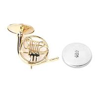 Riuulity Elegant Miniature French Horn With Gold Plated Finish, Exquisite Design for Bookcase or Desk Decoration, High Grade Craftwork Musical Instrument Ornament, for Musicians