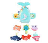 Riuulity Fish Plush Toy, Interactive Big Fish Eats Little Fish Toy for 0 to 3 Years Old, Sensory Toy with Rattle Sounds, Colorful Patterns, Available with Ringing Paper and Bells