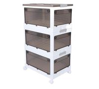 Riuulity Folding Stackable Storage Bin with Wheel Mobile Storage Solution for Toy Organization PP, PET Material for Classroom, Kids (3 Layer M)