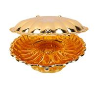 Riuulity Footed Fruit Bowl with Lid, Gold Metal Shell Design