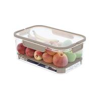 Riuulity Fridge Organizer with Lids, Clear Stackable Storage Bins Large Capacity 1000mL Drain Board for Refrigerator Pantry Kitchen Organization (Coffee)