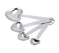 Riuulity Heart Shaped Stainless Steel Measuring Scoop, Humanized Design, Safe and Durable, Coffee Spoon for Family Use, Elegant and Convenient, Easy to, Hanging Ring Hole, 5 Sizes