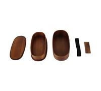 Riuulity Japanese Style Wooden Lunch Box Set Double Layer Food Storage Container With Divider For Students Workers Natural Wood Material 19x10x9 5cm (19*10*9.5 old paint color double layer lunch box)