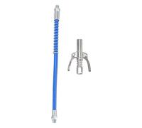 Riuulity Lock on Grease Couplers, Double Handle Grease Gun Coupler 1,000 PSI with 12" Spring Flex Hose for Cutting Machine Universal Nozzle (Type A 9x6x1.8cm/3.5x2.4x0.7in)