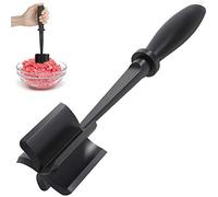 Riuulity Meat Chopper, Multifunctional Ground Beef Masher with 5 Blades and Ergonomic Handle, for Beef Turkey Vegetables Fruits and Non Stick Cookware (Black)