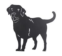Riuulity Metal Dog Statue Garden Stake Labrador with Electrostatic Powder Coating Iron Material for Outdoor Lawn Decor (Black)