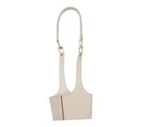 Riuulity Milk Tea Cup Sleeve Leather Portable Beverage Holder with Adjustable Strap for On The Go Drinkers (Beige)