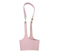 Riuulity Milk Tea Cup Sleeve Leather Portable Beverage Holder with Adjustable Strap for On The Go Drinkers (Pink)