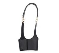 Riuulity Milk Tea Cup Sleeve Leather Portable Beverage Holder with Adjustable Strap for On The Go Drinkers (Black)