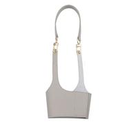 Riuulity Milk Tea Cup Sleeve Leather Portable Beverage Holder with Adjustable Strap for On The Go Drinkers (Gray)