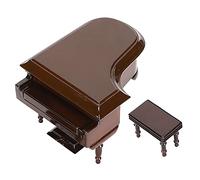 Riuulity Miniature Piano Model Wooden Music Box with Clockwork Movement and Melody for Home Decor Gift Dollhouse Furniture