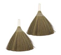 Riuulity Miscanthus Grass Whisk Broom Small Handmade Biodegradable Broom Soft Bristle with Tight Hand Bound Design for Desktops Windowsills Car Interiors Pet Cages (Small Size)