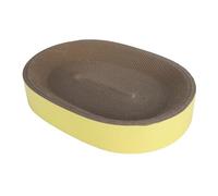 Riuulity Modern, Oval Cat Scratching Bed Made of Corrugated Paper, Protects Furniture From Scratches and Offers a Comfortable and Safe Resting Place for Cats (Yellow)
