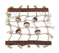 Riuulity Natural Wood Hemp Rope Climbing Ladder for Cage Bird Toy Fun Exercise with Hanging Hook for Small Birds Parakeet