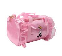 Riuulity Pink Girls Dance Bag Synthetic Leather Duffel with Shoulder Strap Lace Ballet Overnight Travel Bag for Dance Class Sleepover