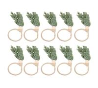 Riuulity Plant Napkin Ring Charming Green Leaf Wood Bead Set of 10 for Dollhouse Dining Table