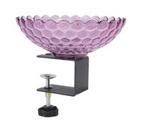 Riuulity Plastic and Metal Deck Mounted Bird Bath Feeder Water Bowl with Adjustable Clamp, Detachable Design for Garden Yard Decor, All Weather Enjoyment (Purplish)