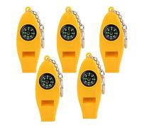 Riuulity Portable 4 in 1 ABS Multifunctional Whistle Compass Thermometer Magnifier, Ideal for Travel Camping Hiking, 5 Pcs