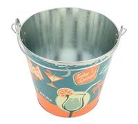 Riuulity Portable Ice Bucket with Handle 4 Gallon Galvanized Metal Drink Bucket for Parties Bars Camping Picnics with Sturdy Buckles Multipurpose Design Lightweight and Decorative (Type 1)