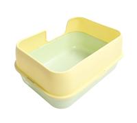 Riuulity Premium Plastic Extra Large Litter Box,Comes with Litter Scoop, Ideal for Multiple Cats, Semi Enclosed Structure (Yellow)