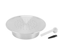 Riuulity Refillable Coffee Capsule, 304 Stainless Steel Reusable Coffee Pod Filter Cup, Spoon, Brush, Compatible with Senseo HD7801, Made of 304 Stainless Steel Material
