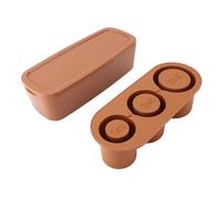Riuulity Silicone Ice Cube Tray Easy Release Cylinder Ice Molds with Lid and Bin for Whiskey Cocktails Coffee and Drinks (Brown)