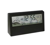 Riuulity Small Desk Clock, Digital Alarm Clock with Date Temperature Humidity Snooze for Bedroom Office Transparent Desk Modern Design (Transparent)
