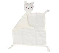 Riuulity Soft Cotton Animal Snuggler Lovey Blanket for Babies, Cute Cat Doll Toy for Anxiety Relief and Fine Motor Development, Gender Neutral Security Blanket (Beige)