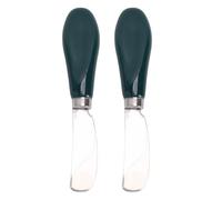 Riuulity Stainless Steel Butter Spreader Set, Food Grade Cheese Jam Peanut Butter Spreader Tool with Ceramic Handle for Pastries (Blackish Green)