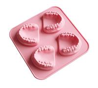 Riuulity Tooth Shaped Ice Cube Tray, Silicone Ice Mold 4 Cavities Denture Trays for Cocktails Whiskey Coffee Parties Home Bar Kitchen (106)