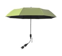 Riuulity Triple Fold Sun Umbrella with Metal Clamp, Stroller Parasol for Baby with Protection and Rain, Universal Fit for Baby Strollers and Prams (Green)