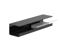 Riuulity Under Desk Cable Management Tray Under Desk Cord Organizer Non-Slip Punch Free Adhesive Installation Wire Manager with Cable Slots for Power Strip and Computer Wires (Black)