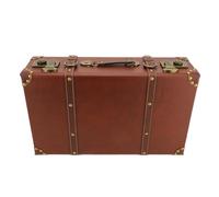 Riuulity Vintage Leather Mini Leather Suitcase with Alloy Lock, Retro Trunk with Handy Handle, Excellent on Holidays, Event Props, for Home or Travel