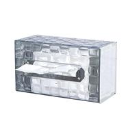 Riuulity Wall Mounted Tissue Holder Large Capacity Bathroom Tissue Box Cover with Ice Brick Texture for Living Room Kitchen Office (Transparent Silver)