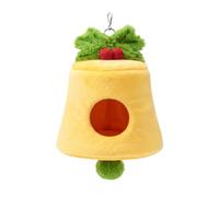 Riuulity Winter Bird House, Bell Shape Hanging Hammock | Thick Cotton Cold Proof Hut, 17x19cm for Budgie Cockatiel Lovebird Conure, Cozy Cage Hideout with Holly Berry Decor