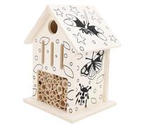 Riuulity Wooden Bee Hotel, Boost 20x Gentle Solitary Bees Pollination for Garden with Easy Mount, Attract Power Pollinators for Nesting