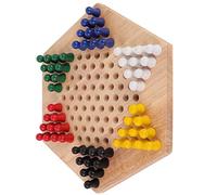 Riuulity Wooden Chinese Checkers Rubber Wood Chinese Checkers Set, Colorful Board Game for Kids, Classic Strategizing Pieces, with Bright Colors, for Family Fun