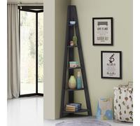 Riva Corner Ladder Bookcase -black, Black