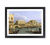 Riva Degli Schiavoni In Venice By Giovanni Canaletto Classic Painting Framed Print | A3 Black Framed Wall Art | Ready to Hang | Classic Historical Picture | Living Room Bedroom Lounge Office